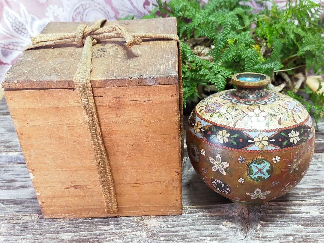 ♥古七宝　菓子器　金平糖入れ　木箱付き　骨董品