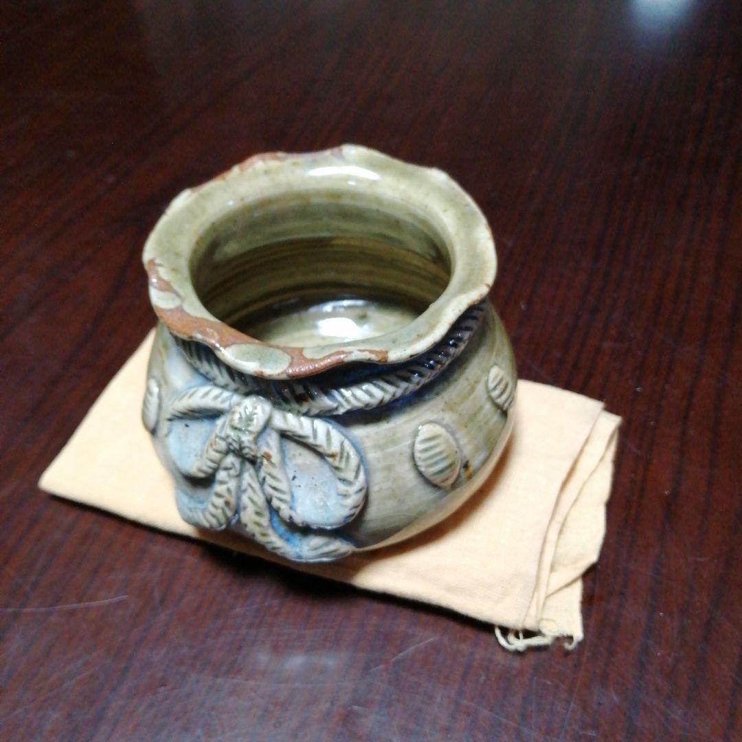 瀬戸焼　加藤春岱　宝袋形建水　12cm　江戸後期〜明治期