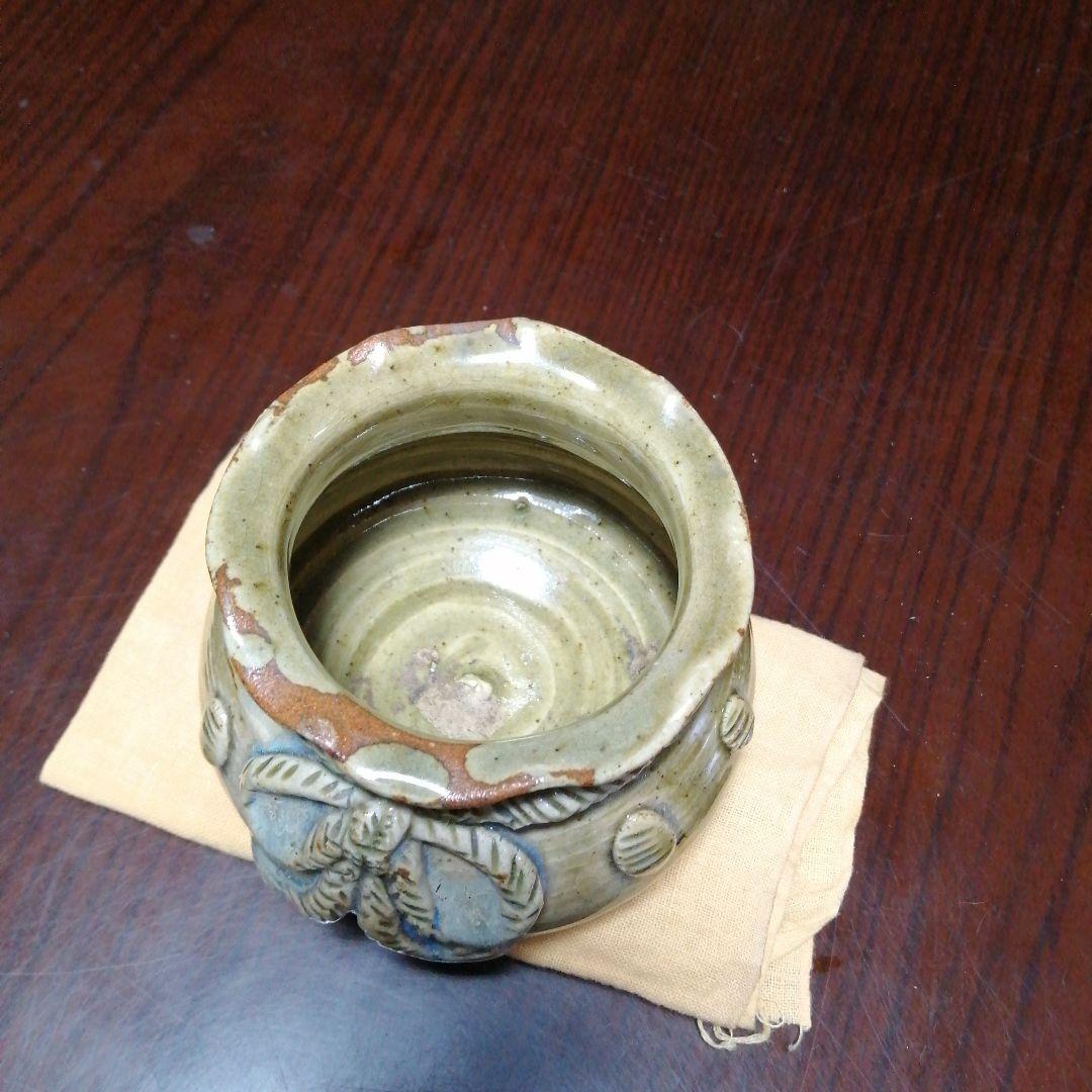 瀬戸焼　加藤春岱　宝袋形建水　12cm　江戸後期〜明治期