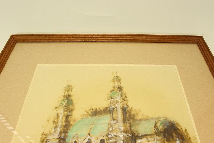 今井隆 作 パリ 寺院 洋油彩 保証 額装(ZE441)