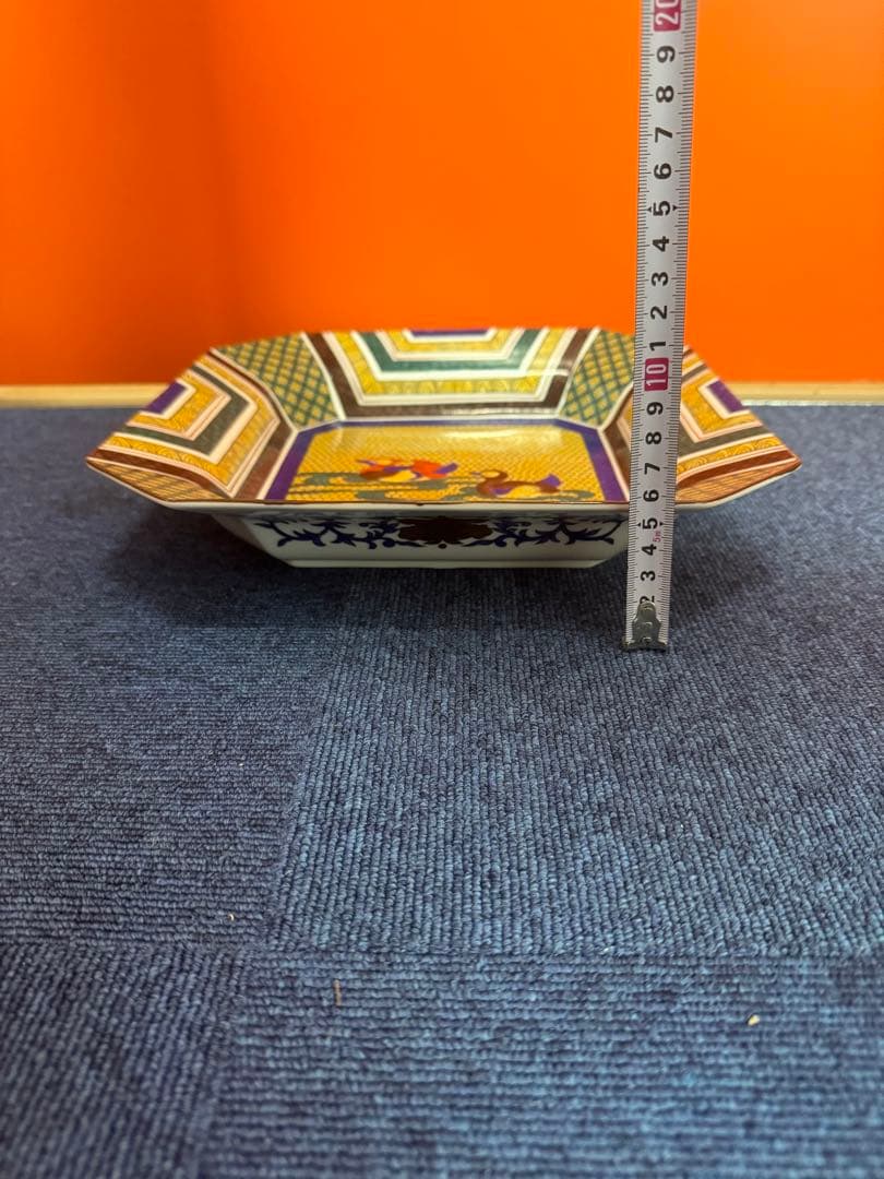 1775 龍峯窯 古九谷手水禽文　大皿　28cm 未使用