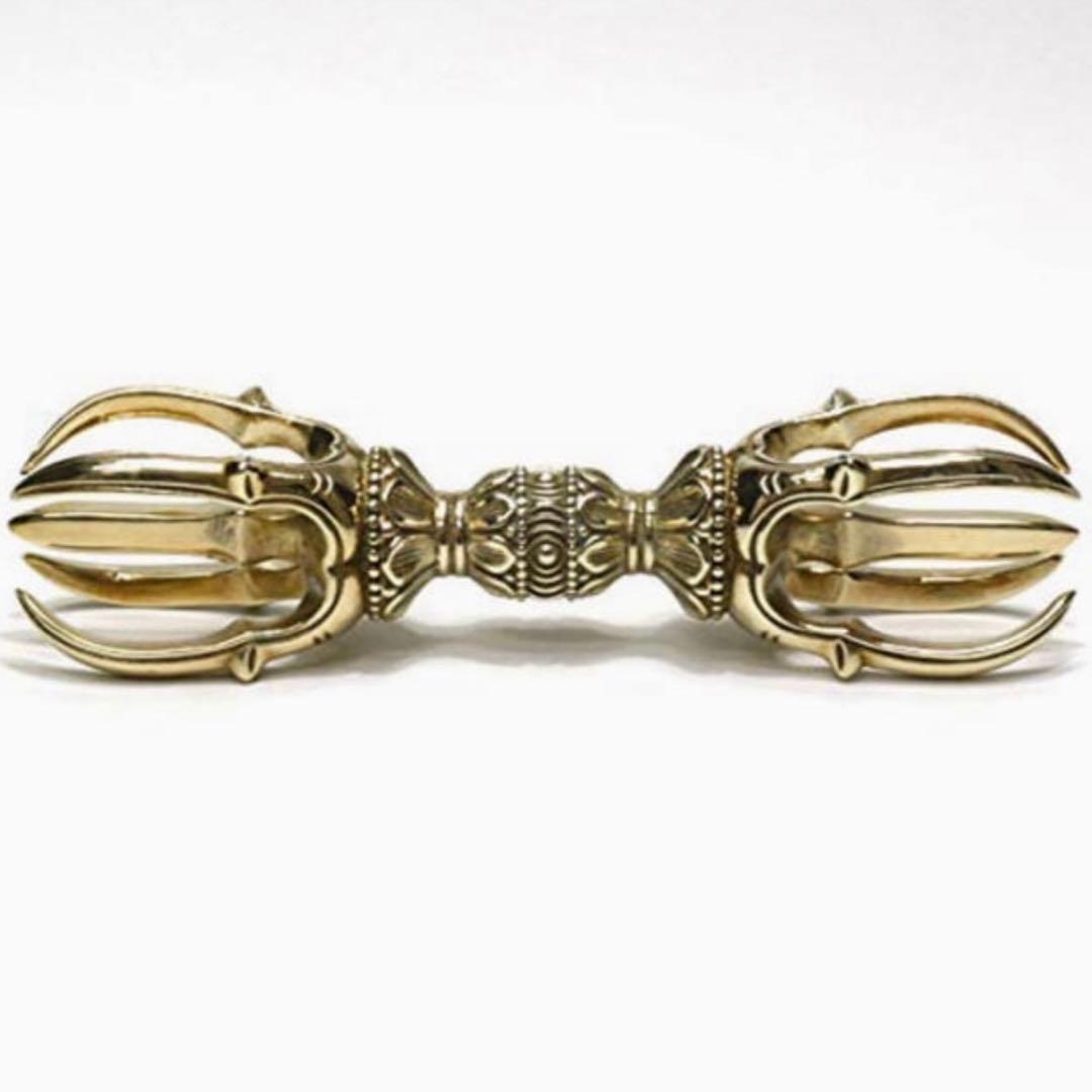 希少　金剛杵　五鈷杵　法具　チベット密教　ビンテージ　バジュラ　仏教美術　黄銅製