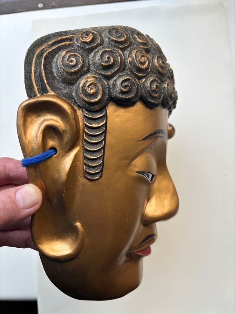 能面　釈迦　木彫り　作家物