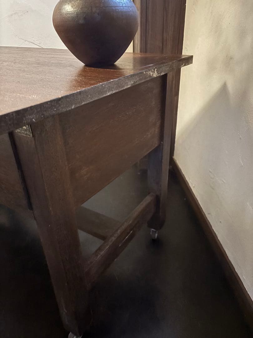 アンティーク　ディスプレイ台　作業台　キャスター付き　店舗什器