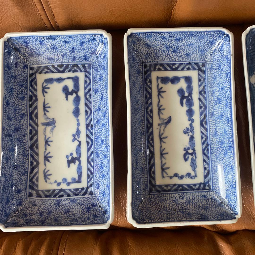 古伊万里　長皿　骨董　角皿　アンティーク　染付