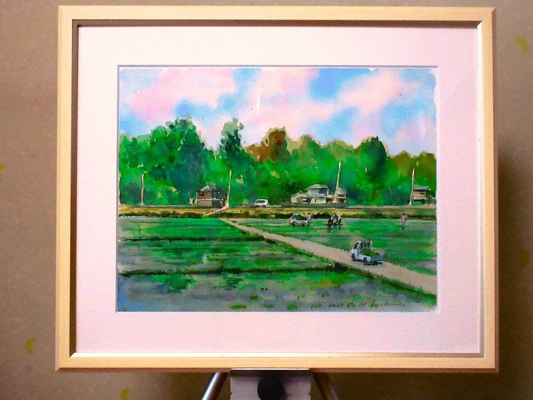 田植の季節(水彩画 2022年作品)
