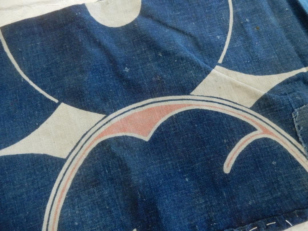 木綿・古布・火消し半纏のつなぎ布・明治期前後・と八番・繋ぎ輪違い文様