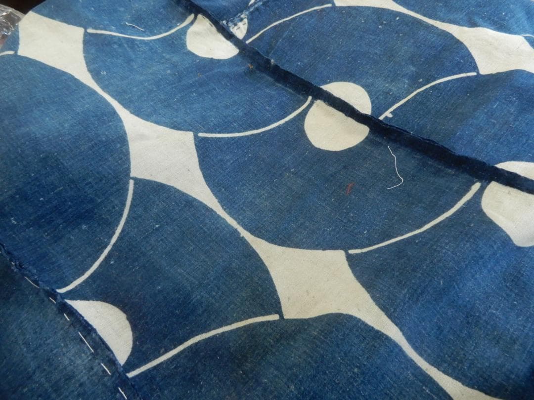 木綿・古布・火消し半纏のつなぎ布・明治期前後・と八番・繋ぎ輪違い文様