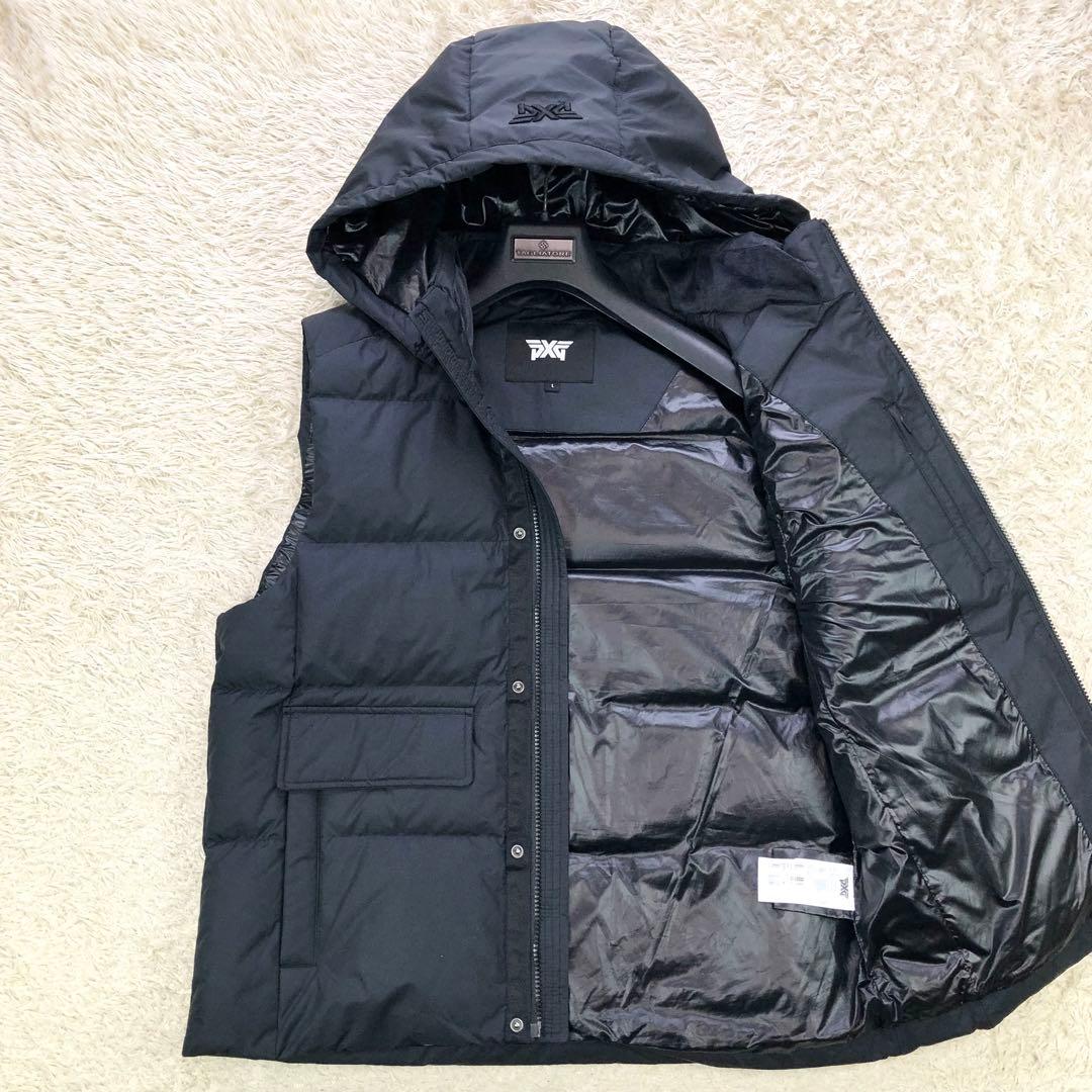 美品⭐PXG グースダウンベスト ゴルフウェア Lサイズ フード着脱可 ブラック