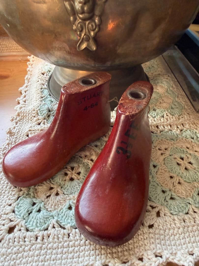 アンティーク木製靴型 子供ブーツ型 飴色レア 3 1/2E E シューモールド