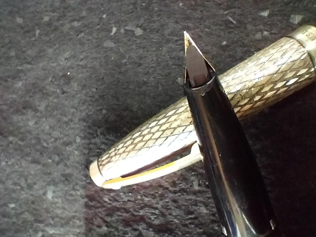 SHEAFFER シェーファー万年筆 14Kスターリングシルバー網目模様 USA