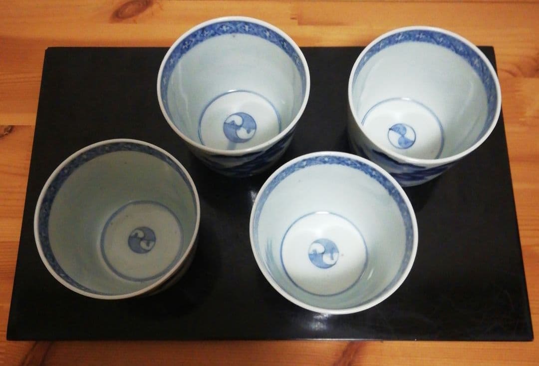 古伊万里　染付　蕎麦猪口　山水図　四客　食器