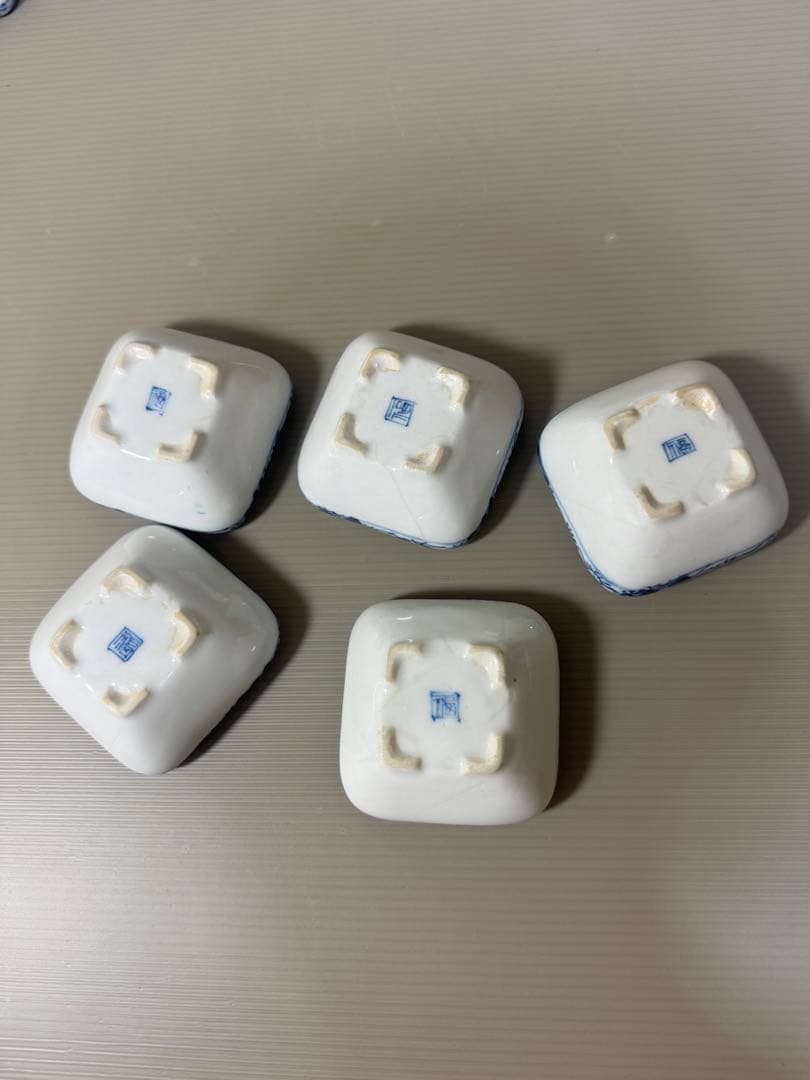 2223 九谷焼　角福　染付山水　小鉢　10客　時代物