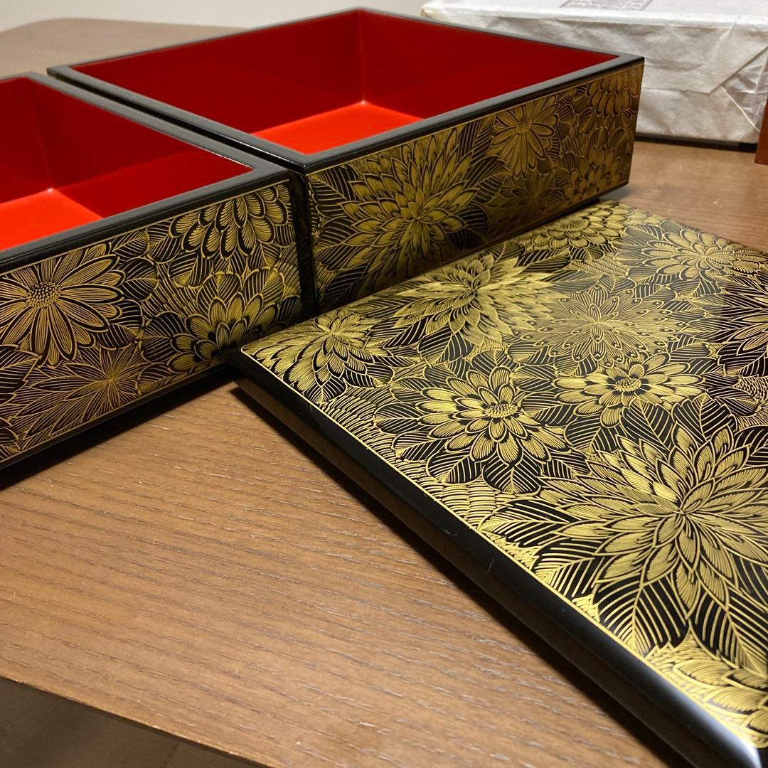 輪島塗　花柄五段重箱　木箱付き　最終値下