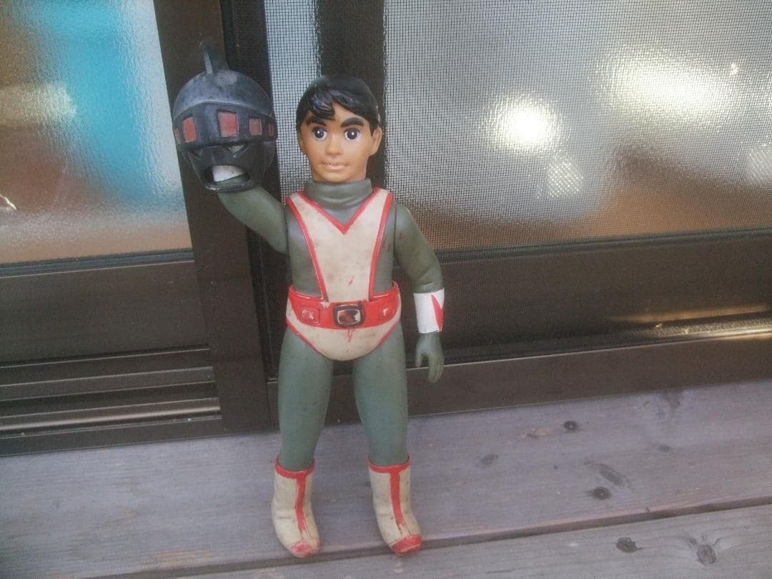 当時物★TBS・旧バンダイ・シルバー仮面★面取り・ソフビ・25㎝