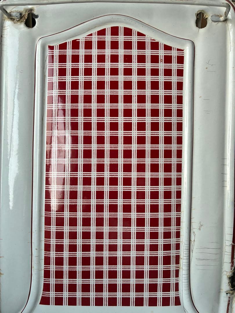 フランス　アンティーク　ホーロー　レードルラック　BB社　チェック　レードル付き