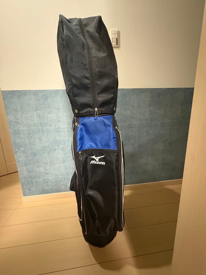 Mizuno キャディバッグ 黒/青　クラブセット　レフティメンズ