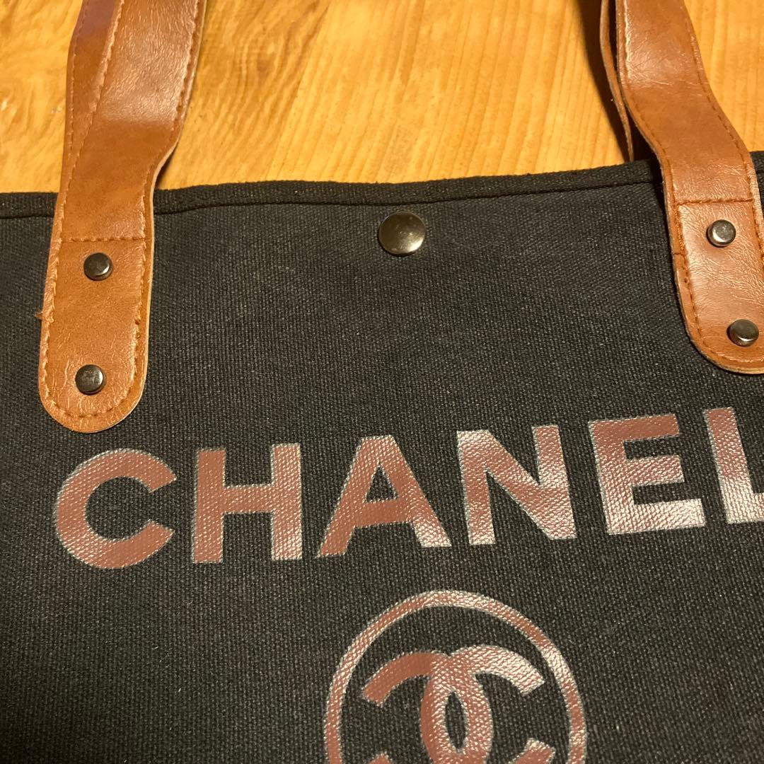 【非売品】CHANEL シャネル トートバッグ キャンバス 黒×茶色