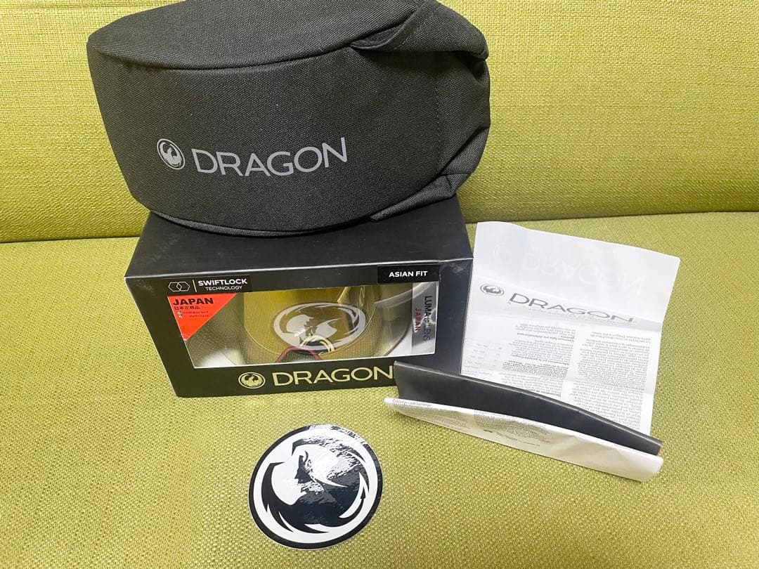 スノボ 3点セット DRAGON VOLCOM ゴーグル グローブ バラクラバ