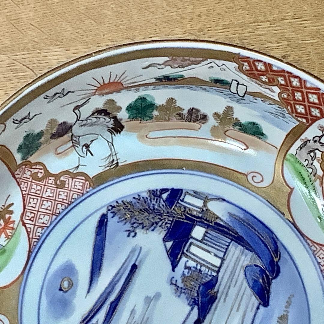 古伊万里　色絵　錦手　二重高台　大きな鉢