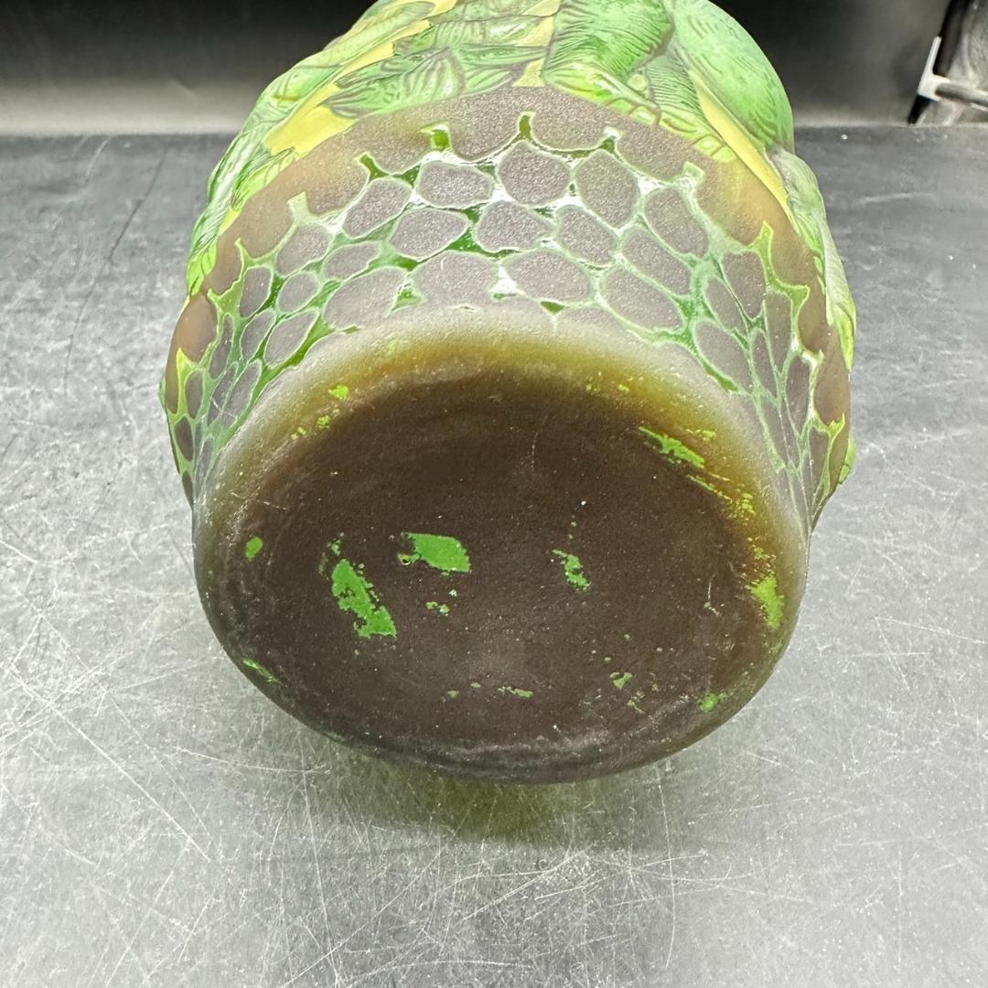 エミール　ガレ　特大　群像紋　花器　花瓶　技法スフレ　被せガラス　 高さ20