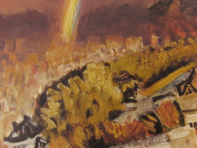 杉本健吉、【虹立つ二条城】、希少な大判額装用画集より、新品高級額装付