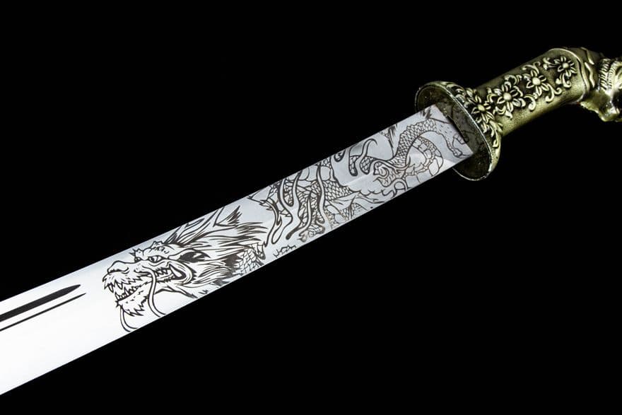 龍虎蒙古刀  古兵器   武具　刀装具　日本刀　模造刀   居合刀