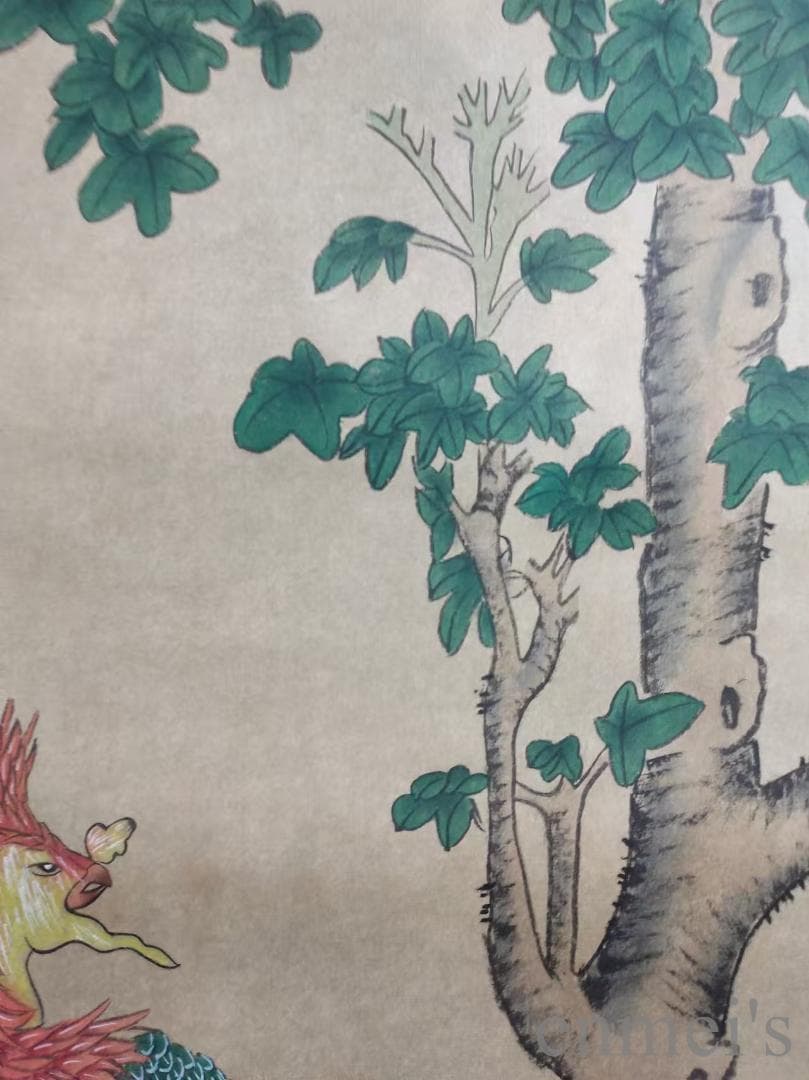 中国古美術.明時代.呂紀款.花鳥図.宣紙画.三尺手描き.旧蔵出.文房置物.唐物