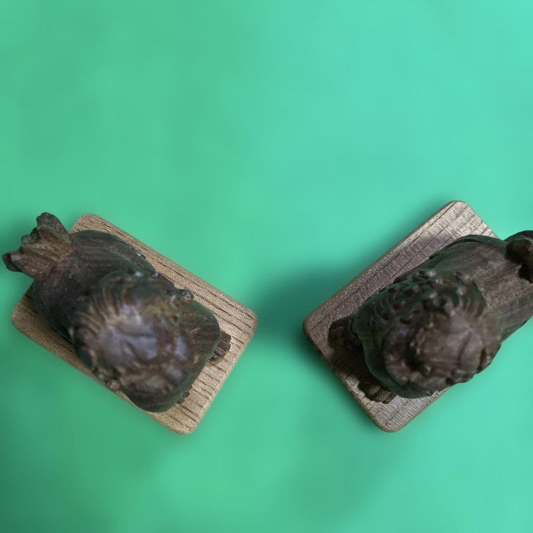 ④ 狛犬　彫り物（けやき材）木製　左右一対