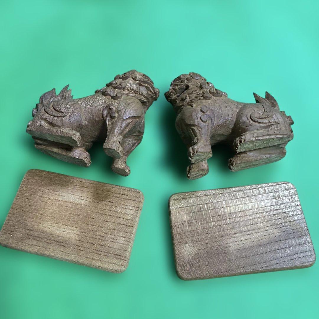 ④ 狛犬　彫り物（けやき材）木製　左右一対