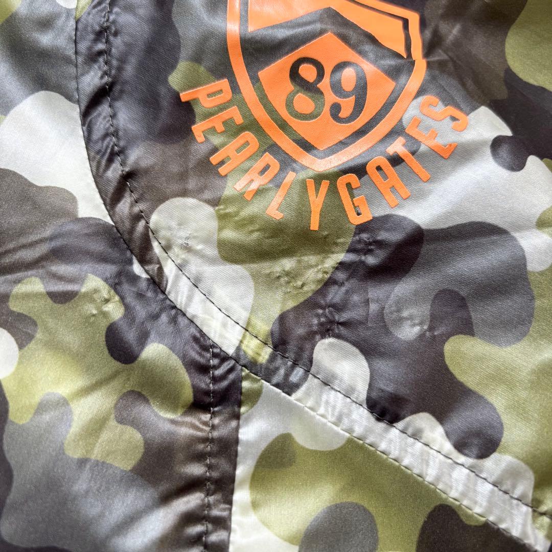 PEARLY GATES カモフラ迷彩柄 ナイロン フードジップジャケット ロゴ