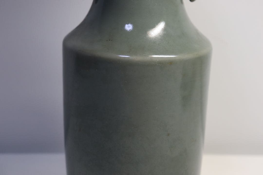 青磁　双魚耳瓶　送料込み0612