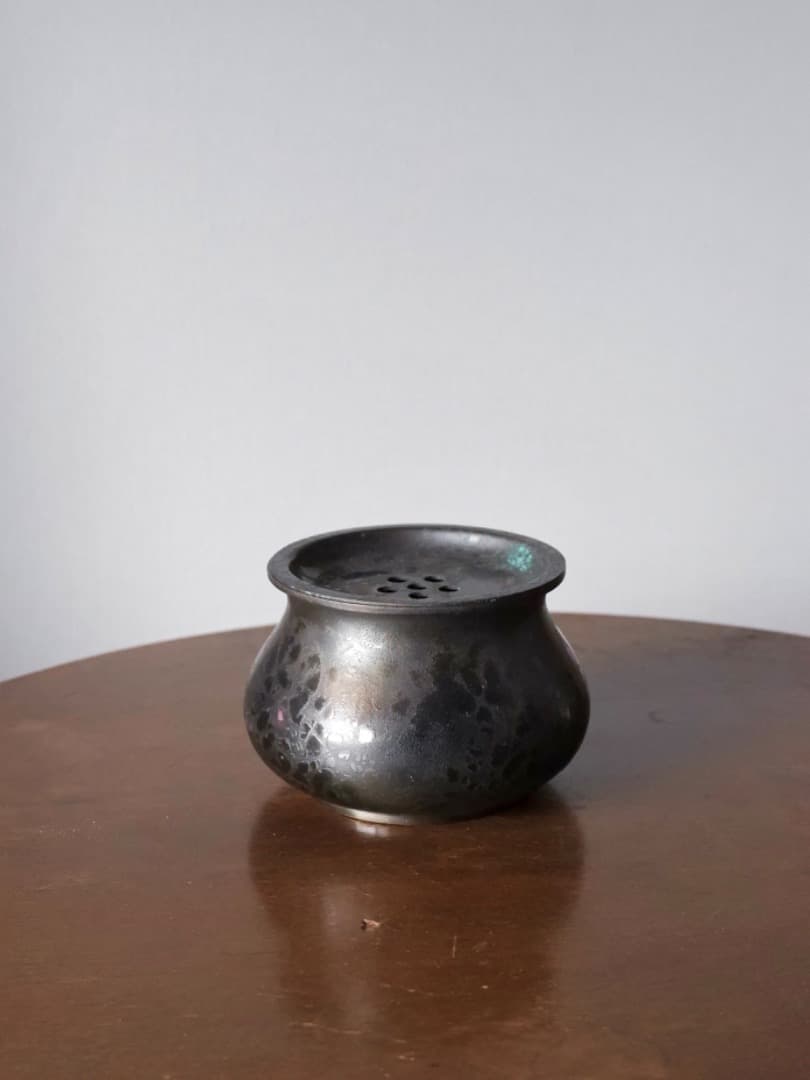 高岡銅器　銅製　瑞正　建水　茶こぼし　576g　茶道具　金属工芸　Q2343