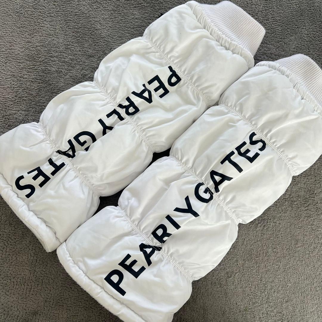 パーリーゲイツ　レッグウォーマー　中綿入り　ダウン　レディース　ロゴ入り　白色