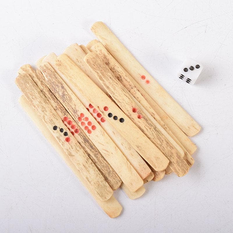 中国　竹嵌　骨牌　背竹牌　麻雀牌　唐木箱付　M　8054