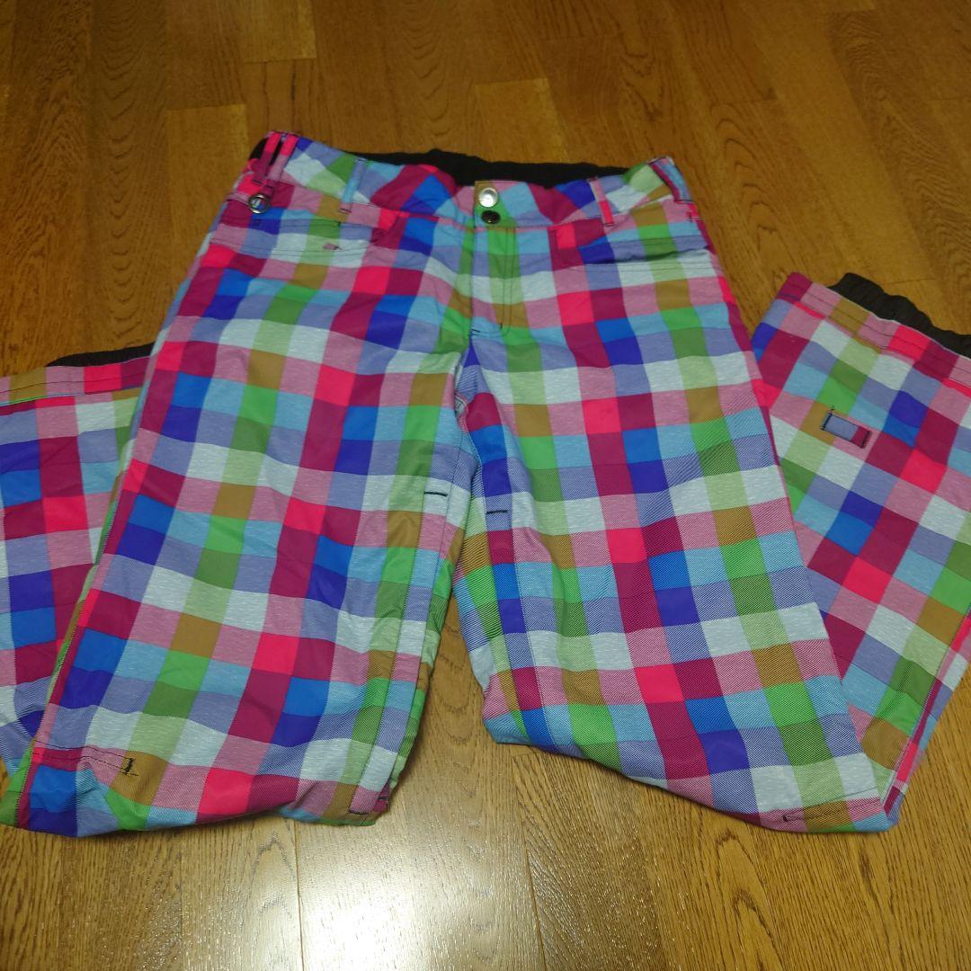 【美品】ROXY　スノボウェア　上下セット　Ｍ　チェック　マルチカラー　派手
