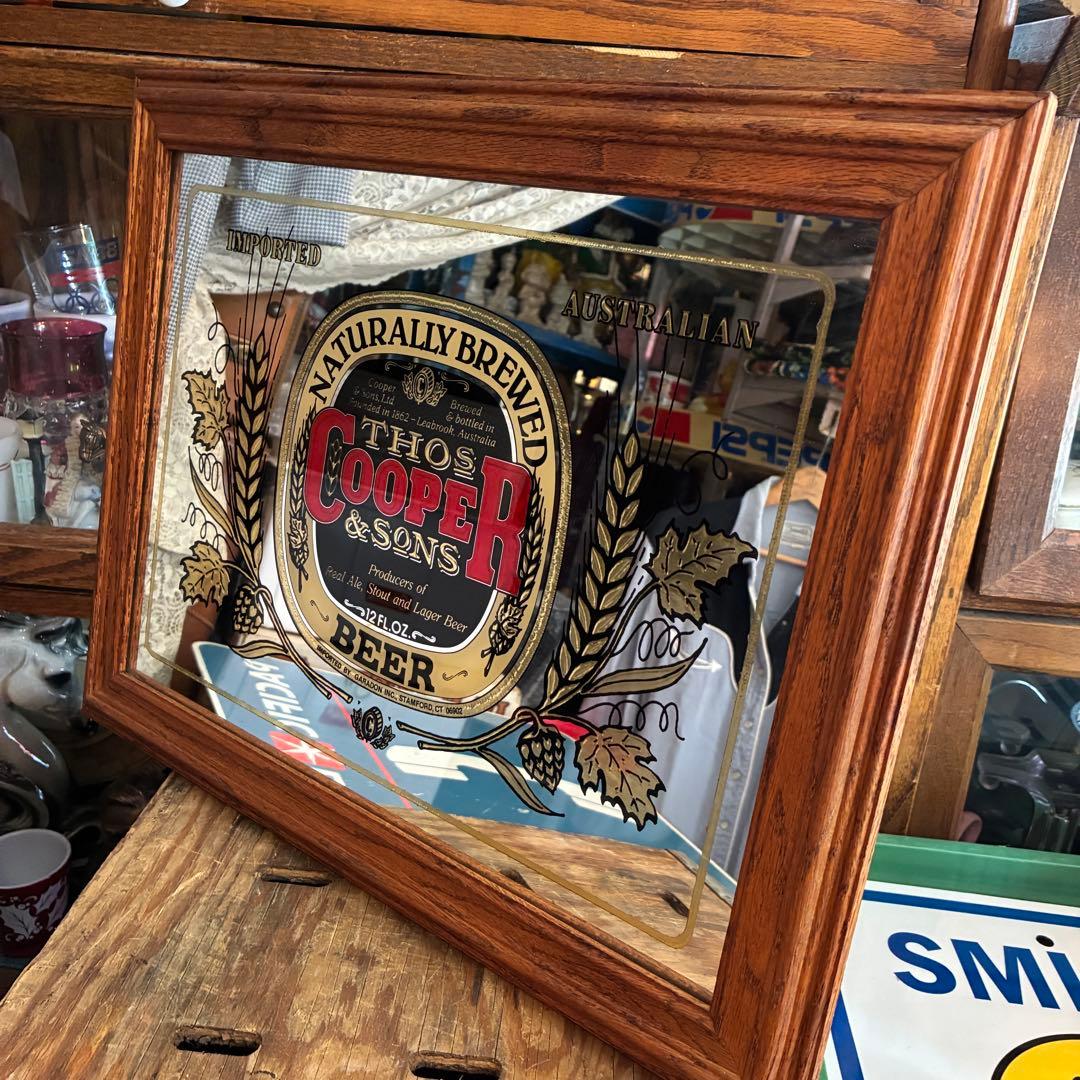 貴重！COOPER BEERアメリカアンティーク　パブミラーUSA 鏡　お酒看板