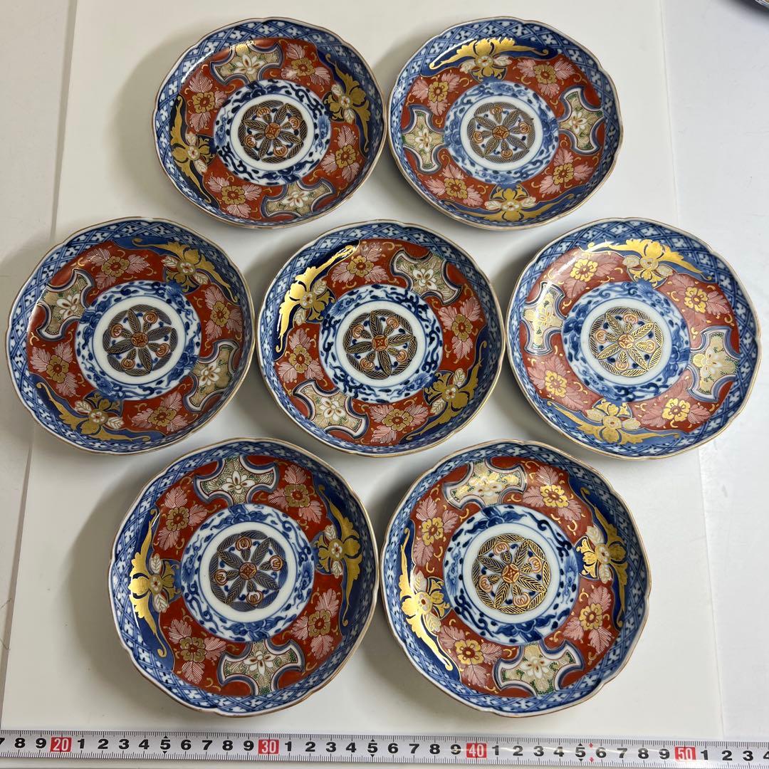 明治初期　極上手　大聖寺伊万里中皿14枚　木箱付　東Y8-0205☆2F