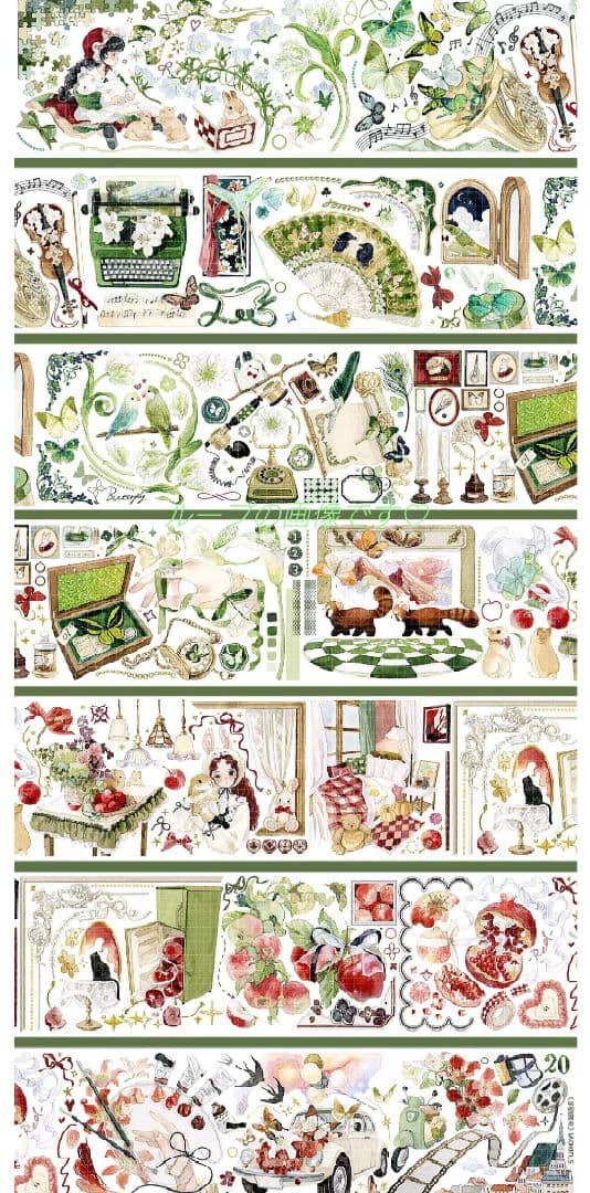 のこり２☆SALE☆J499＃绯翠随想(虹光)切売り海外人物装飾マステ女子