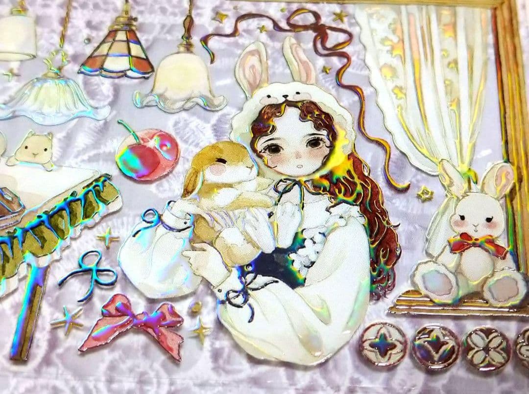 のこり２☆SALE☆J499＃绯翠随想(虹光)切売り海外人物装飾マステ女子