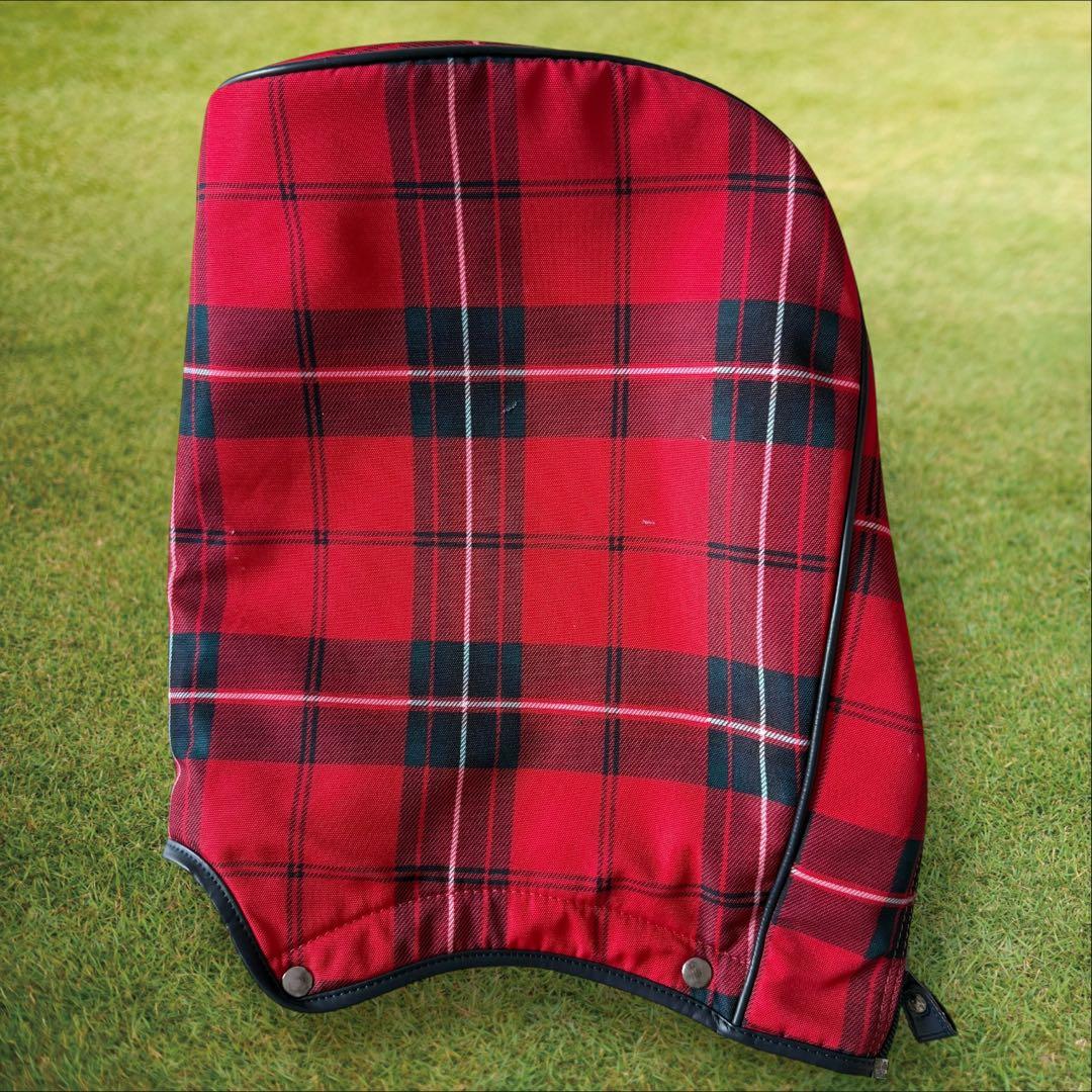 美品　パーリーゲイツ　キャディ バッグ　9型　赤　チェック　色褪せ無し