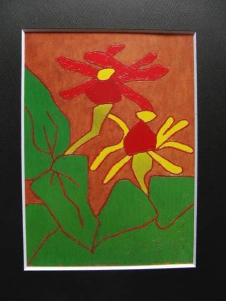 熊谷守一、百合草、希少大判画集画、新品額装付