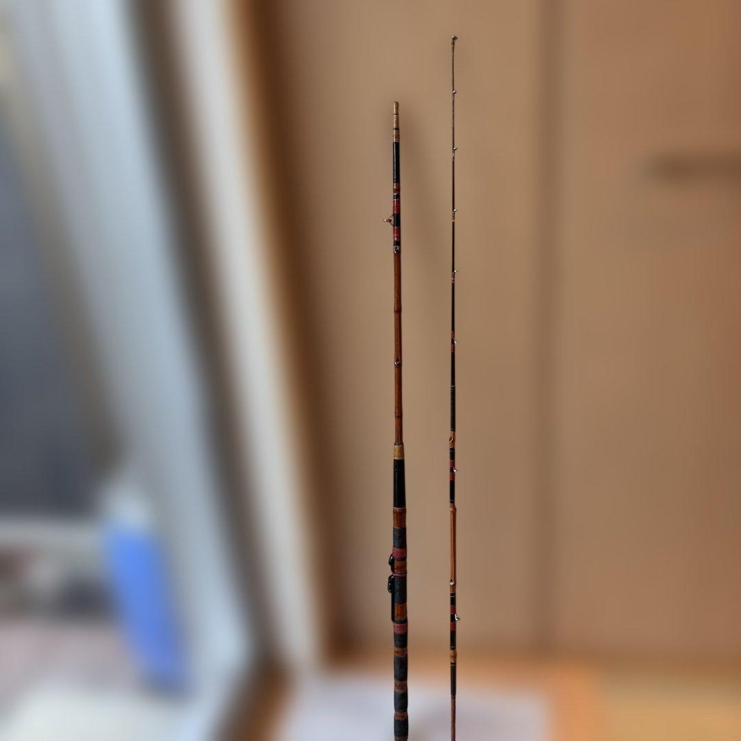 手作り　骨董　和竿　全竹　落し込み　へチ竿　、210、7尺