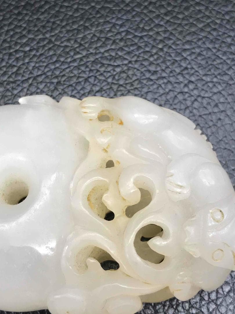 清時代　和田玉　瑞獣玉佩　純和田玉彫り　古玉石　　白玉(F-66)