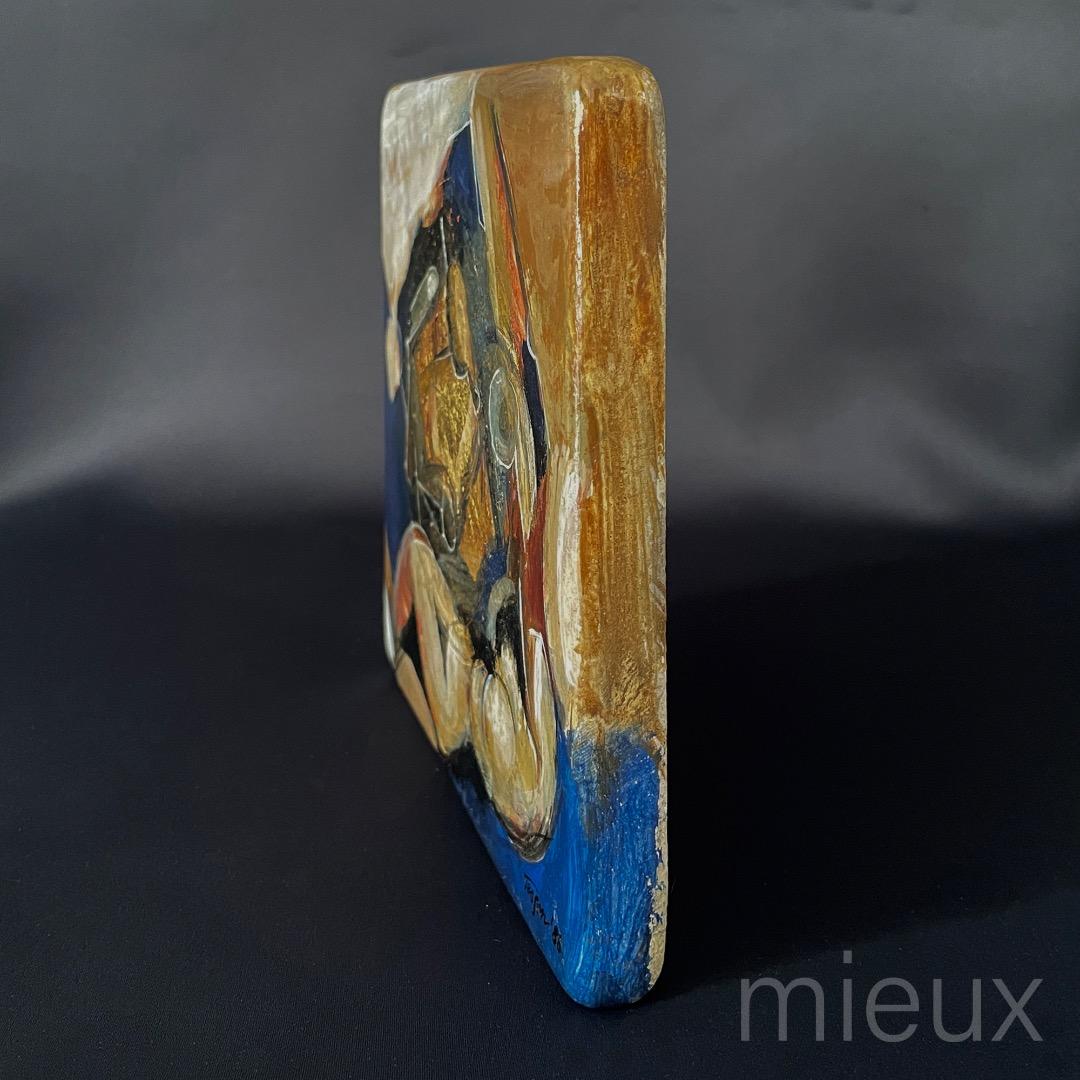 佐藤鐵仙「イブの誘惑 B」陶板に油彩 油絵 サイン入り 中古 美品