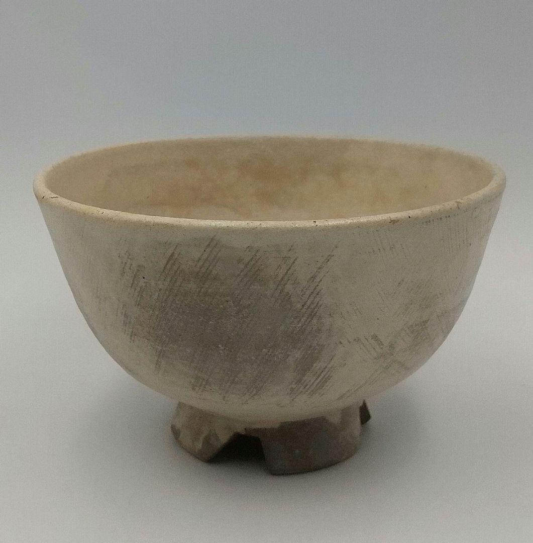 真作保証 陶泉 千漢鳳造 聞慶窯 櫛目割高台茶碗 猫掻茶碗 共箱付 未使用②