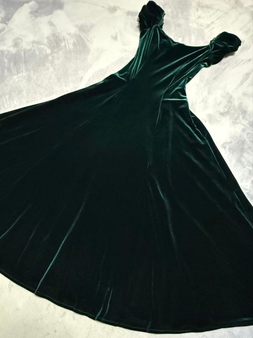 u'ino! ハワイ　ベロア　ドレス　グリーン　S フラダンス　衣装