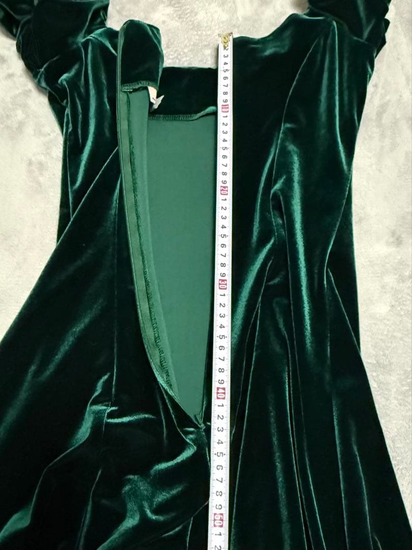 u'ino! ハワイ　ベロア　ドレス　グリーン　S フラダンス　衣装