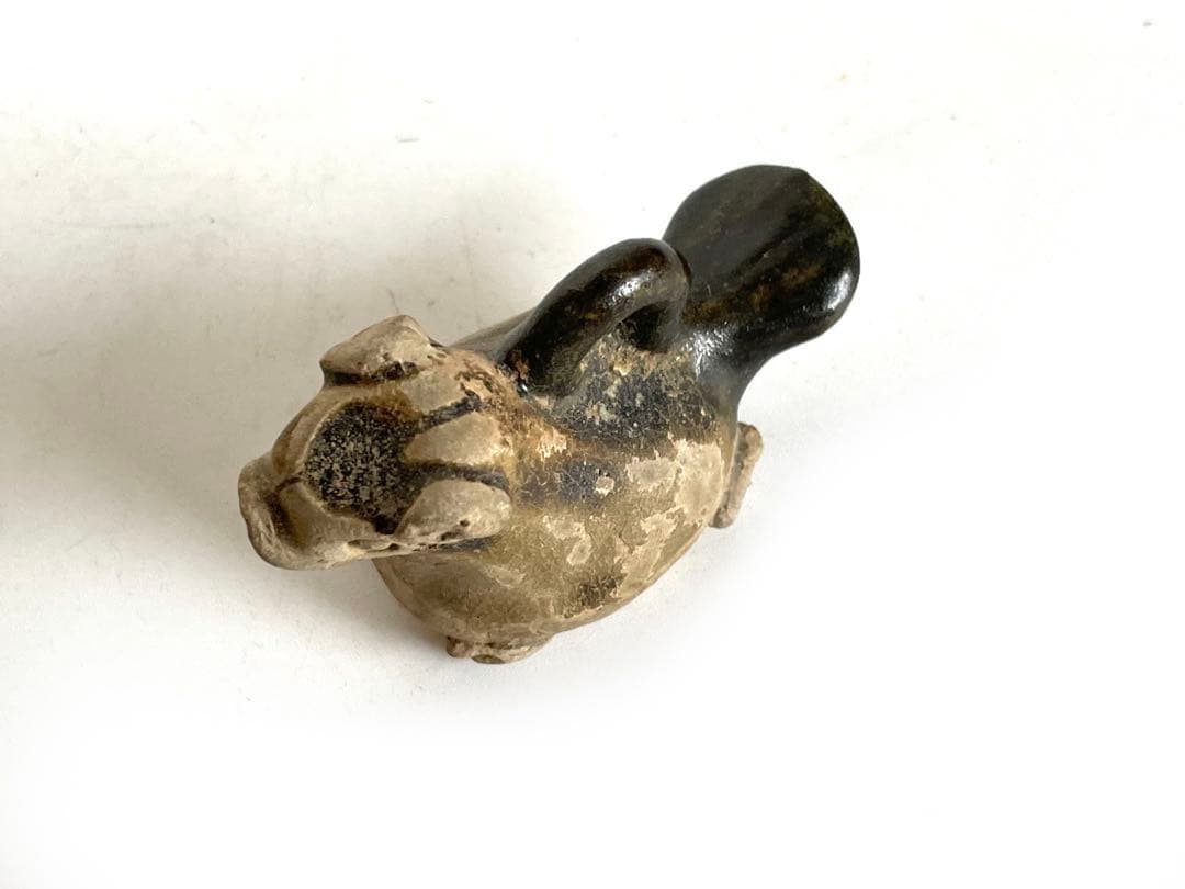 骨董　アンティーク　長沙窯　獣形玩具　犬　文鎮　土人形　民芸　民藝　発掘品