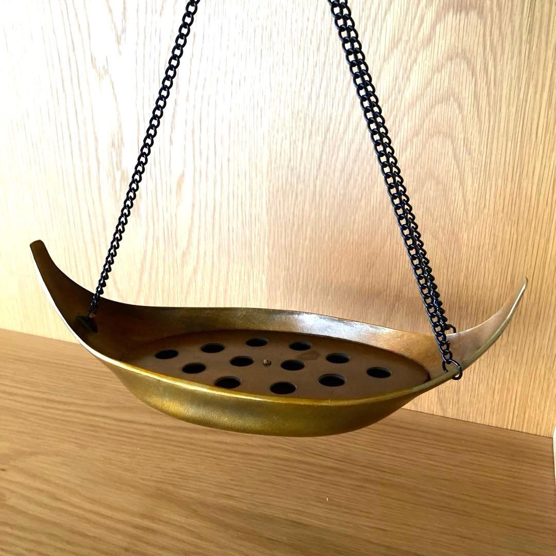 【茶道具】唐銅 吊舟花入　金谷浄雲造